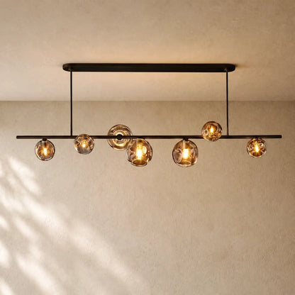 Bubble Glass Linear Chandelier - Bronze / 78’’ / Smoke