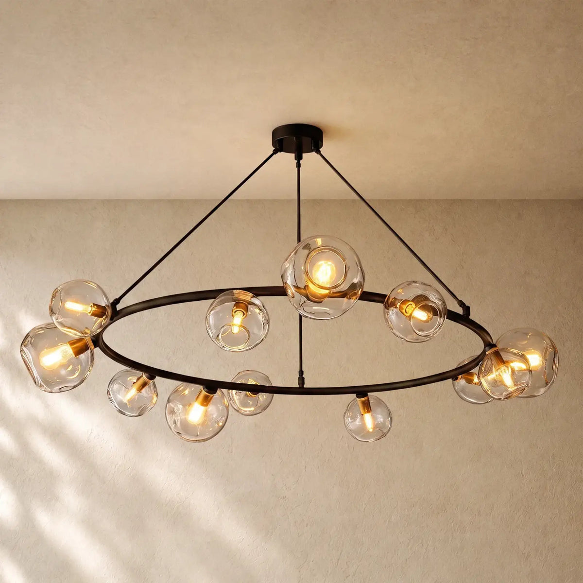 Bubble Glass Round Chandelier - 60’’ / Bronze / Smoke
