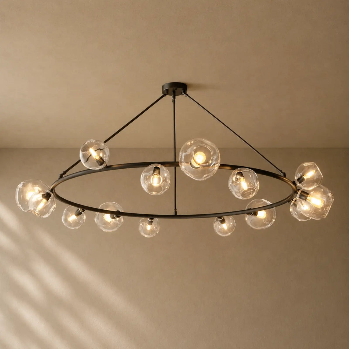 Bubble Glass Round Chandelier - 72’’ / Bronze / Clear