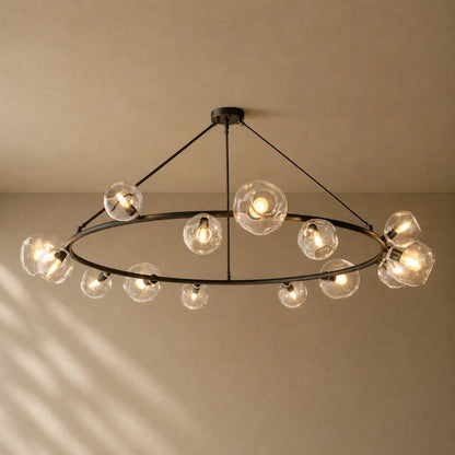 Bubble Glass Round Chandelier - 72’’ / Bronze / Clear