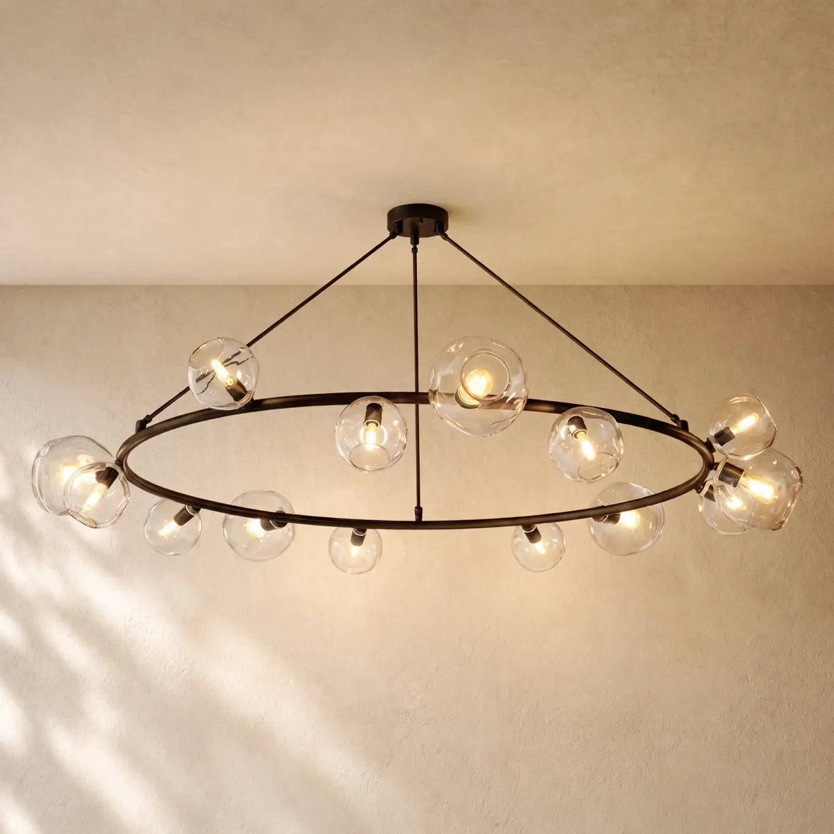 Bubble Glass Round Chandelier - 72’’ / Bronze / Smoke