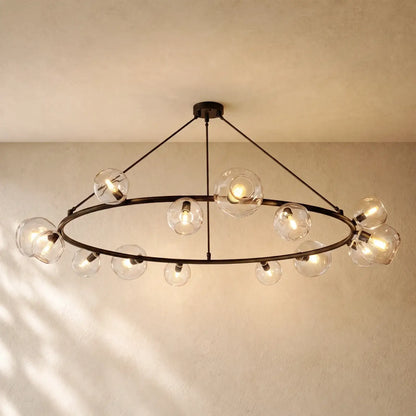Bubble Glass Round Chandelier - 72’’ / Bronze / Smoke