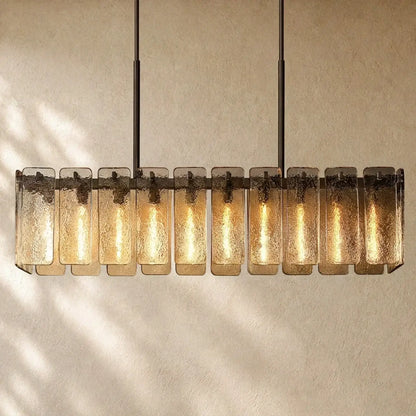 Calametta Glass Rectangular Chandelier - 60’’ / Bronze