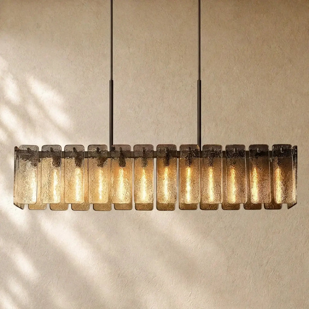 Calametta Glass Rectangular Chandelier - 72’’ / Bronze