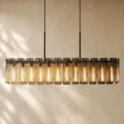 Calametta Glass Rectangular Chandelier - 72’’ / Bronze