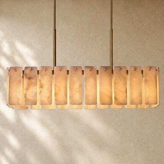 Calametta Onyx Rectangular Chandelier - Lacquered Burnished Brass / 60’’