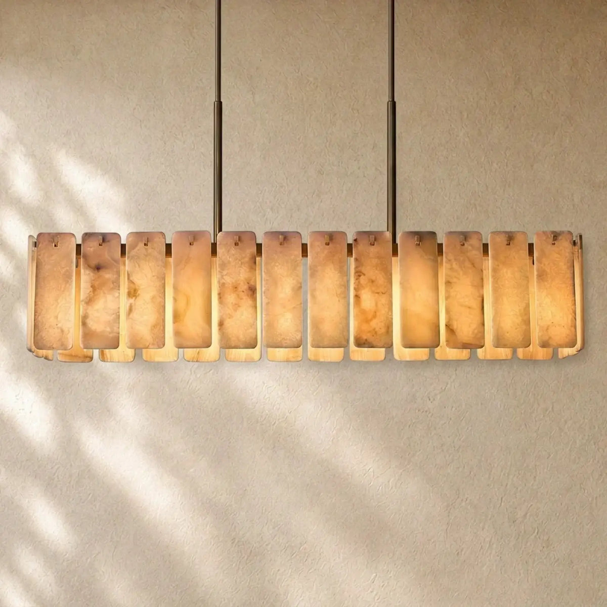 Calametta Onyx Rectangular Chandelier - Lacquered Burnished Brass / 72’’