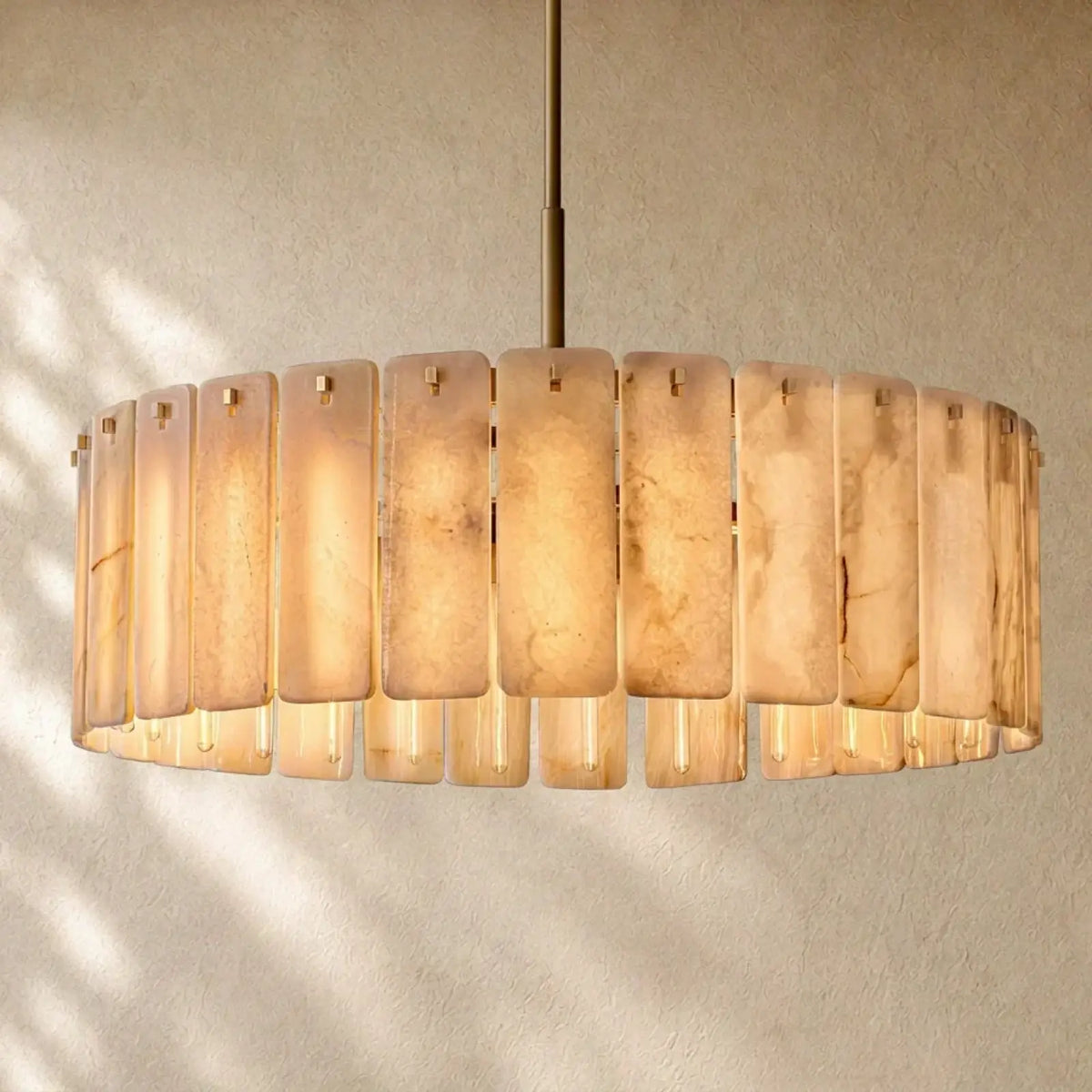 Calametta Onyx Round Chandelier - Lacquered Burnished Brass / 48’’