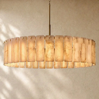 Calametta Onyx Round Chandelier - Lacquered Burnished Brass / 60’’