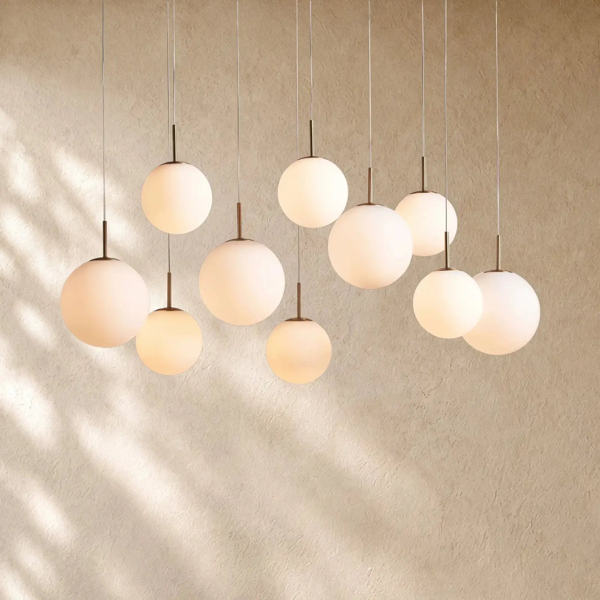 Casenin Modern Linear Chandelier - 55’’ 10-Light / Matte Opal