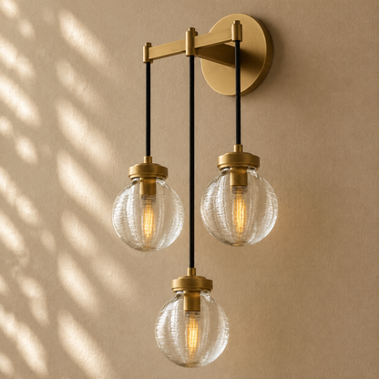 Pearly Triple Sconce - Vintage Brass
