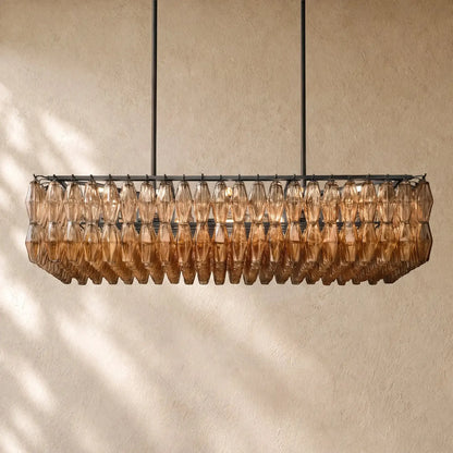 Chiaramn Glass Rectangular Chandelier - Bronze / Smoke / 54’’