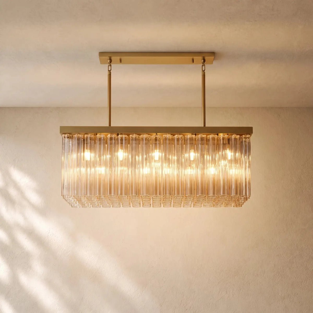 Ciello Rectangular Chandelier - Lacquered Burnished Brass / 54’’