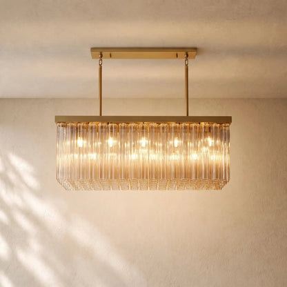 Ciello Rectangular Chandelier - Lacquered Burnished Brass / 54’’