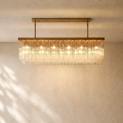 Ciello Rectangular Chandelier - Lacquered Burnished Brass / 72’’