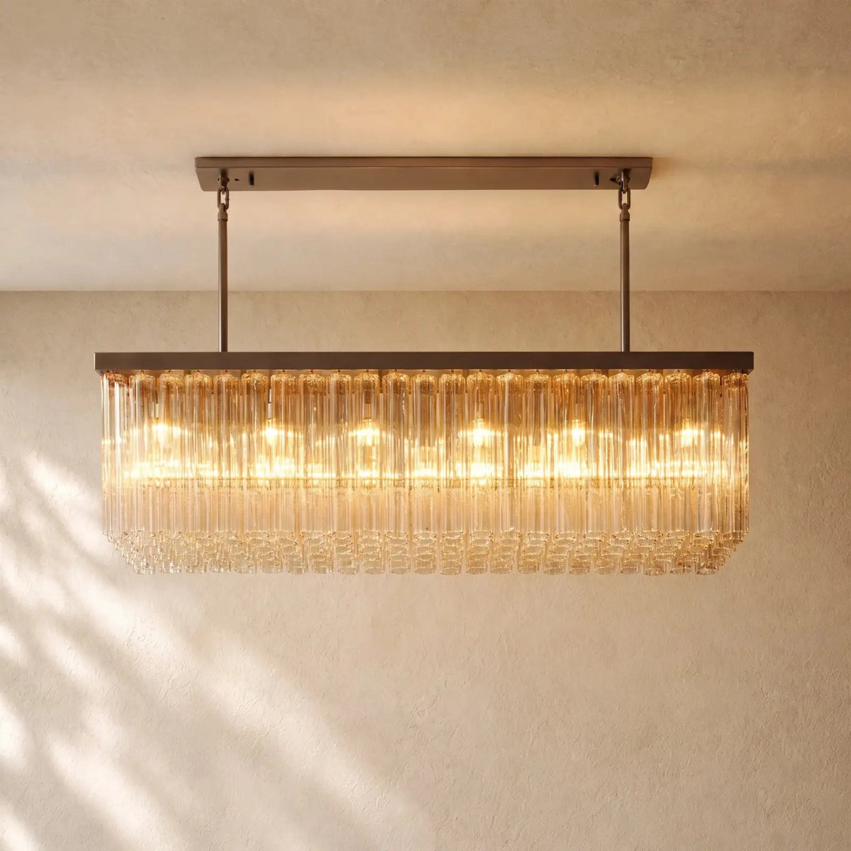 Ciello Rectangular Chandelier - Polished Stainless Steel / 72’’