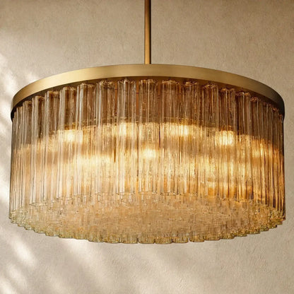 Ciello Round Chandelier - Lacquered Burnished Brass / 48’’