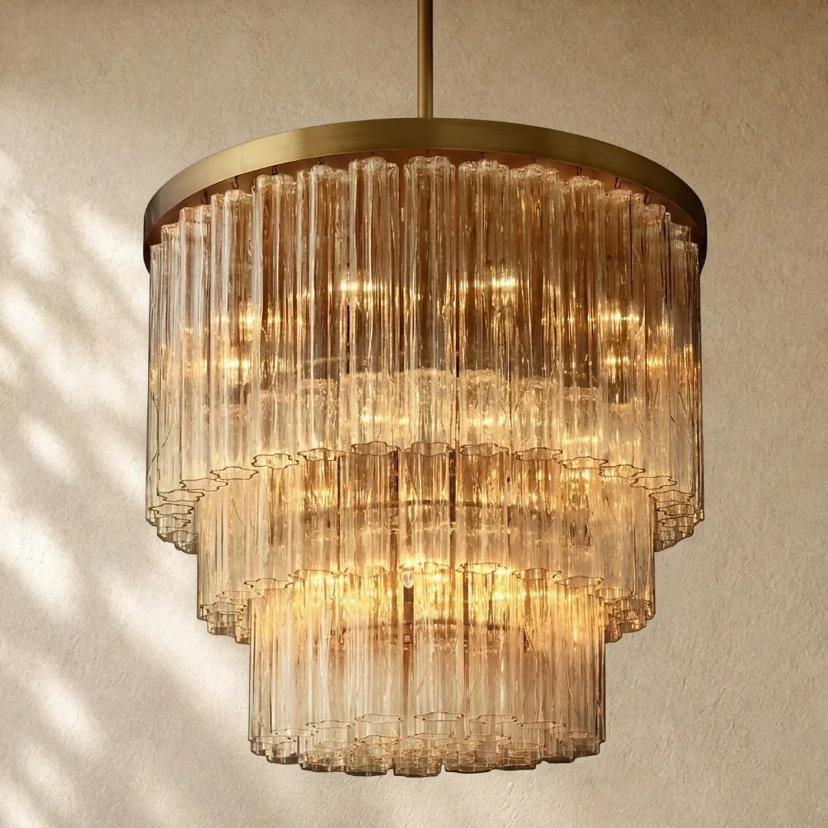 Ciello Three-Tier Round Chandelier - Lacquered Burnished Brass / 36’’