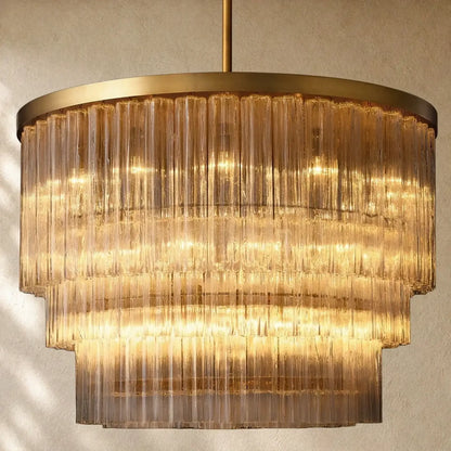 Ciello Three-Tier Round Chandelier - Lacquered Burnished Brass / 48’’