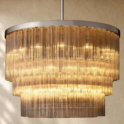 Ciello Three-Tier Round Chandelier - Polished Stainless Steel / 48’’