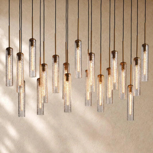 Collane Linear Glass Chandelier - Hammered Glass
