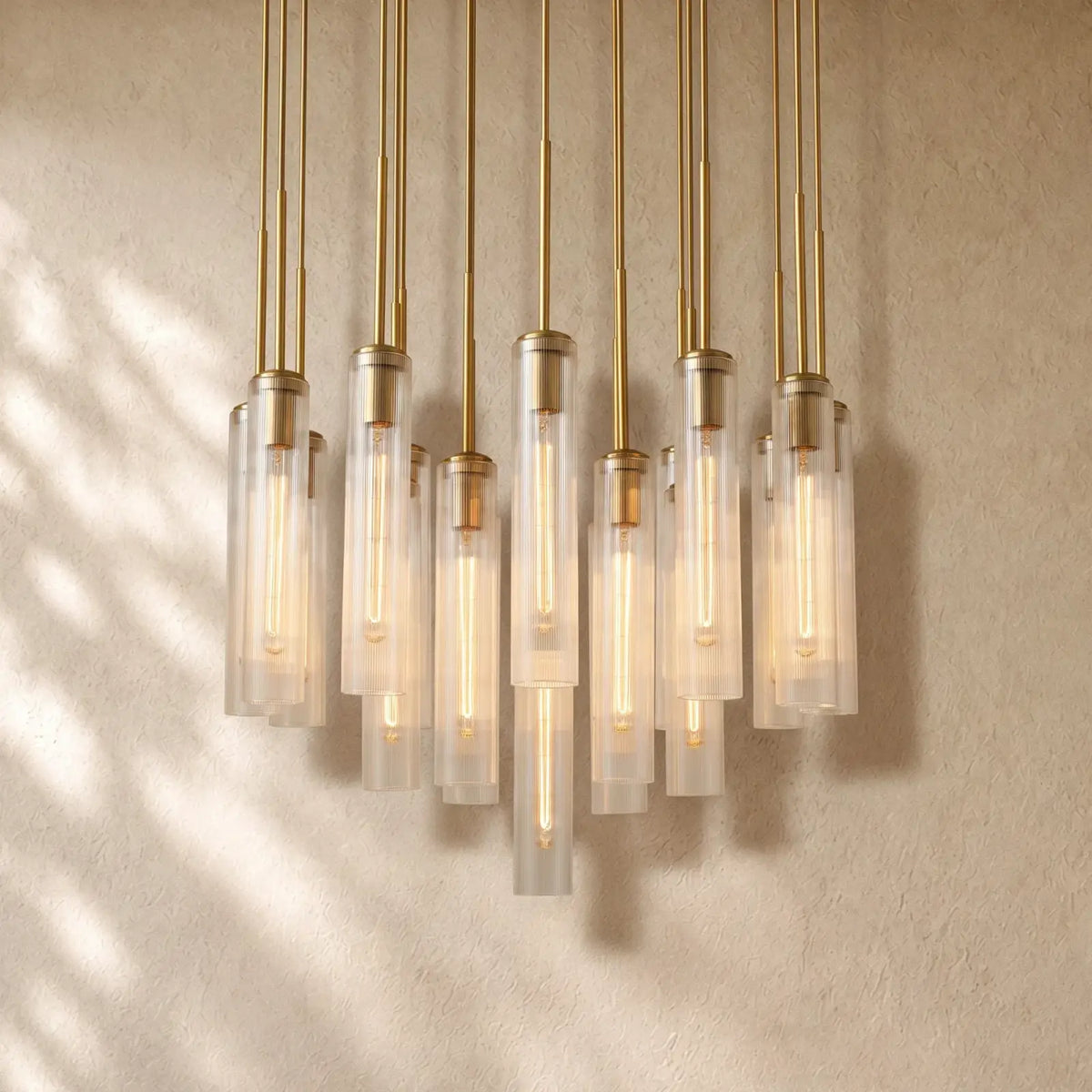 Collane Round Chandelier - 36’’ / Fluted Glass