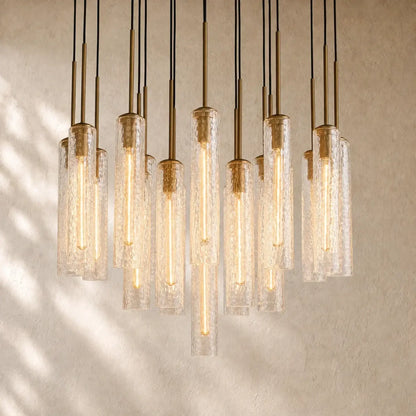 Collane Round Chandelier - 36’’ / Hammered Glass