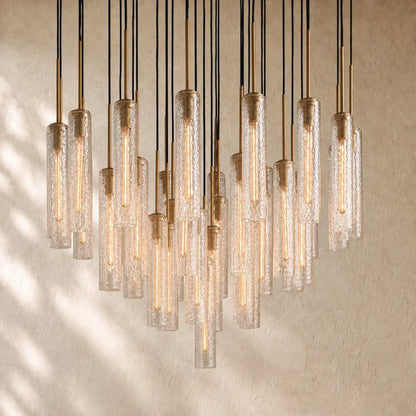 Collane Round Chandelier - 48’’ / Hammered Glass
