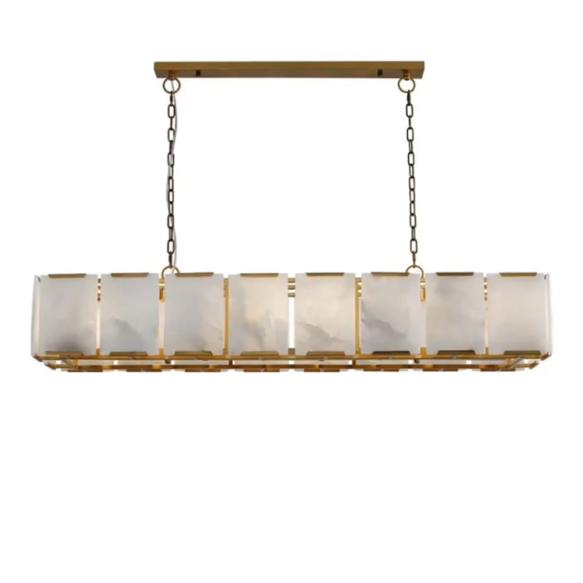 Daybreak Alabaster Rectangle Chandelier - Antique Brass / 41.5″ D - Chandelier