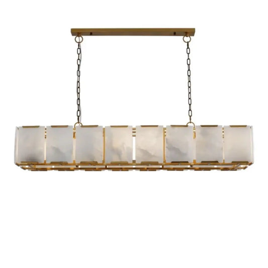 Daybreak Alabaster Rectangle Chandelier - Antique Brass / 41.5″ D - Chandelier