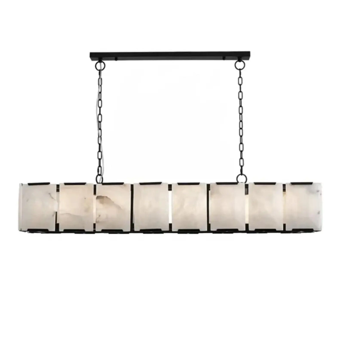 Daybreak Alabaster Rectangle Chandelier - Matte Black / 41.5″ D - Chandelier