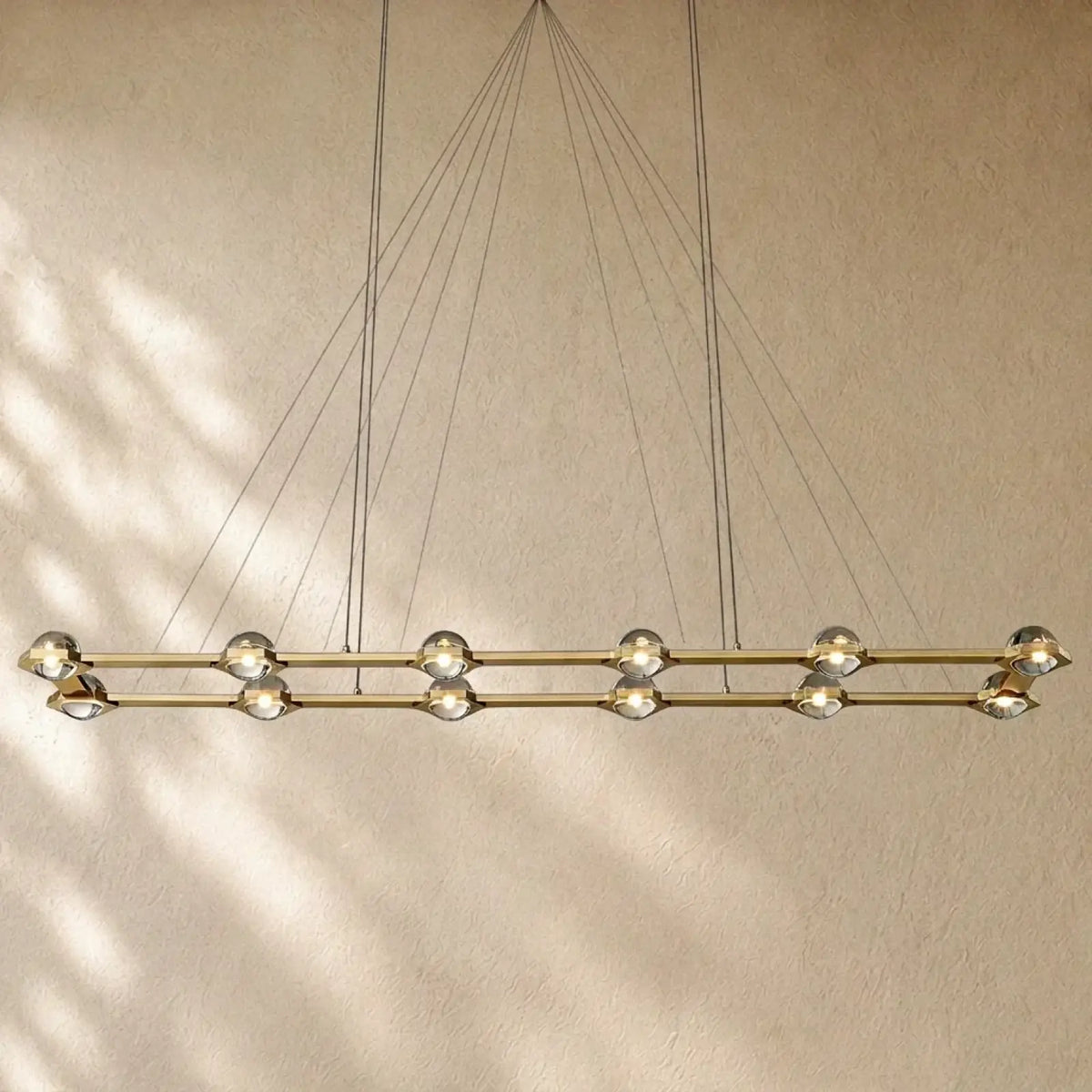 Ecletant Rectangular Chandelier - Lacquered Burnished Brass Matte Black Polished Nickel / 72’’
