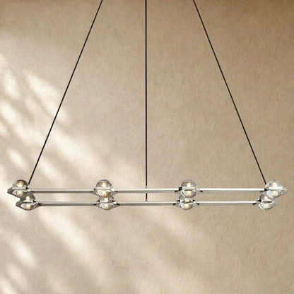 Ecletant Rectangular Chandelier - Polished Nickel / 54’’