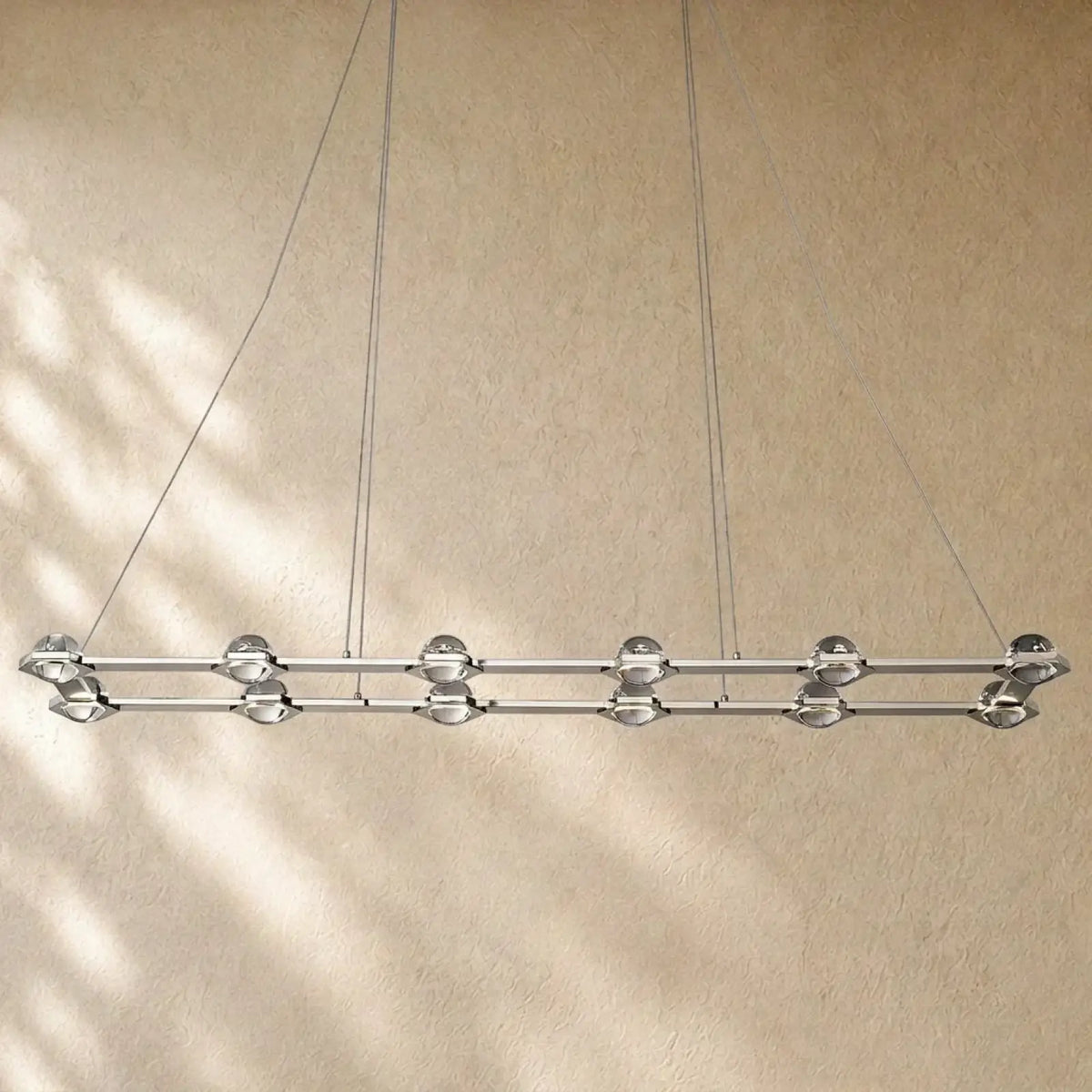 Ecletant Rectangular Chandelier - Polished Nickel / 72’’
