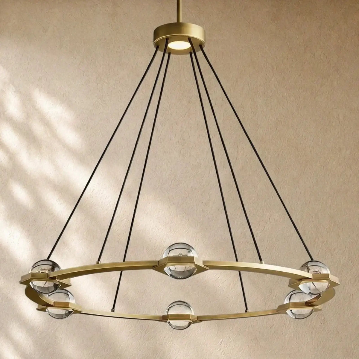 Ecletant Round Chandelier - Lacquered Burnished Brass / 36’’