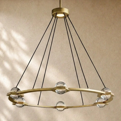 Ecletant Round Chandelier - Lacquered Burnished Brass / 36’’