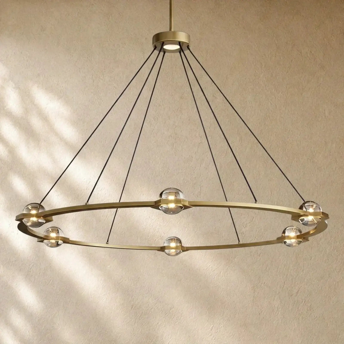 Ecletant Round Chandelier - Lacquered Burnished Brass / 48’’