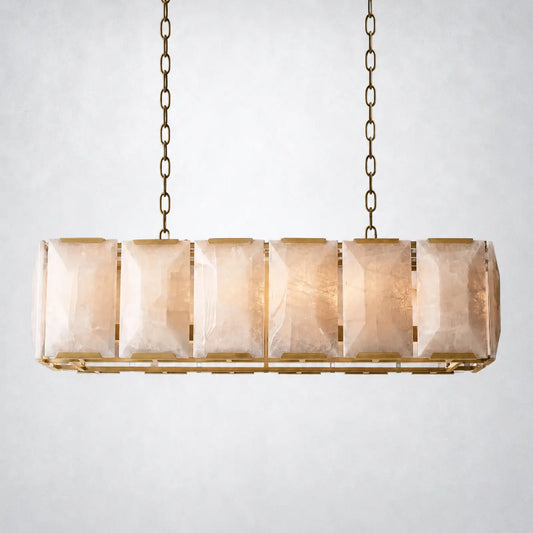Ellington Alabaster Rectangular Chandelier 42’’ - Lacquered Brass - Chandelier