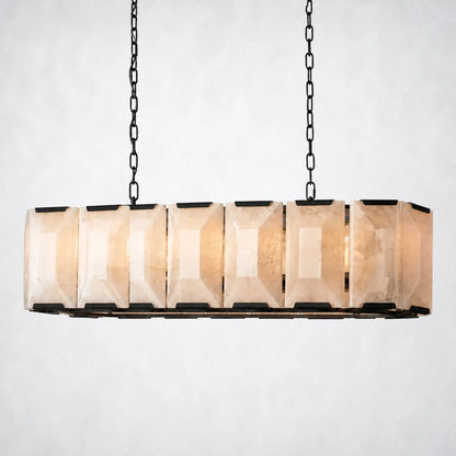 Ellington Alabaster Rectangular Chandelier 42’’ - Matte Black - Chandelier