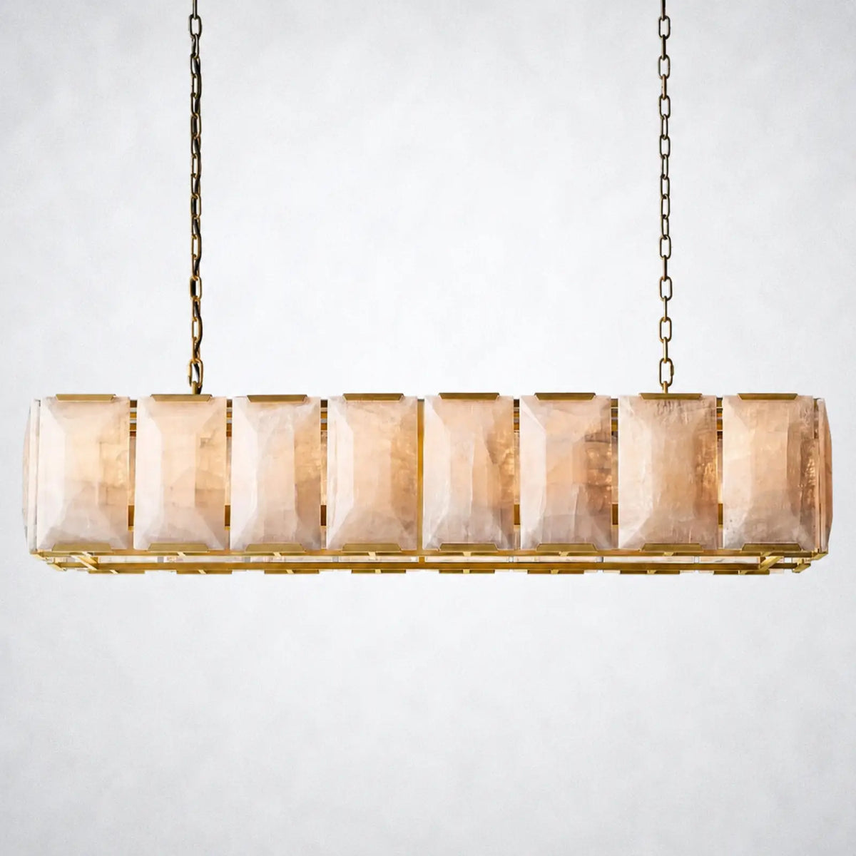 Ellington Alabaster Rectangular Chandelier 54’’ - Lacquered Brass - Chandelier