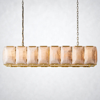 Ellington Alabaster Rectangular Chandelier 54’’ - Lacquered Brass - Chandelier