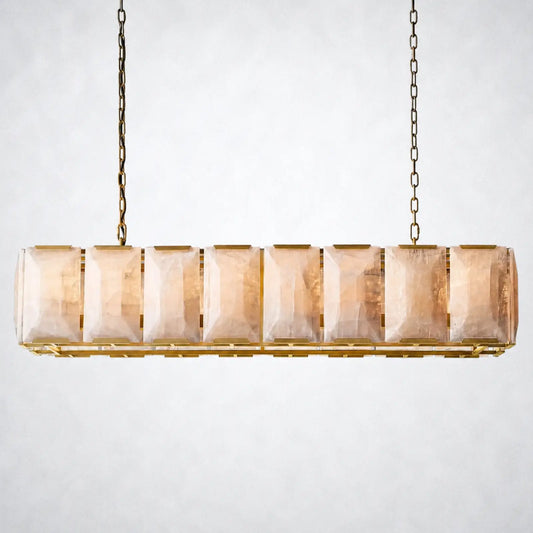 Ellington Alabaster Rectangular Chandelier 54’’ - Lacquered Brass - Chandelier