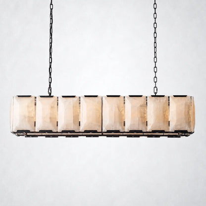 Ellington Alabaster Rectangular Chandelier 54’’ - Matte Black - Chandelier