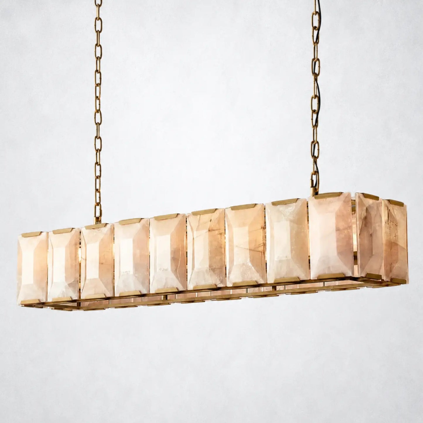Ellington Alabaster Rectangular Chandelier 62’’ - Lacquered Brass - Chandelier