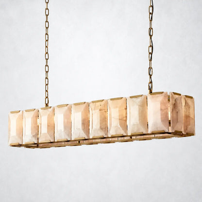 Ellington Alabaster Rectangular Chandelier 62’’ - Lacquered Brass - Chandelier