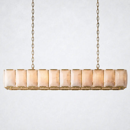 Ellington Alabaster Rectangular Chandelier 74’’ - Lacquered Brass - Chandelier