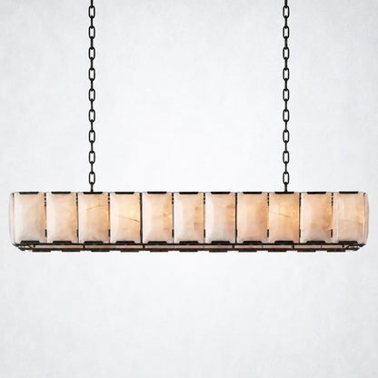 Ellington Alabaster Rectangular Chandelier 74’’ - Matte Black - Chandelier