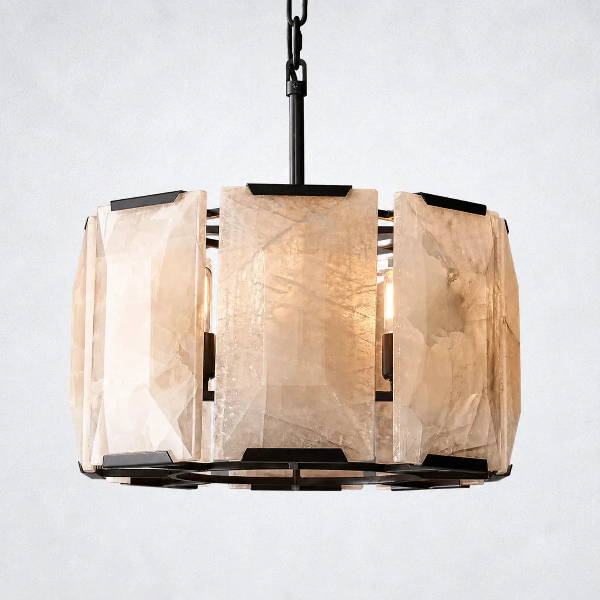 Ellington Alabaster Round Chandelier 19’’ - Matte Black - Chandelier