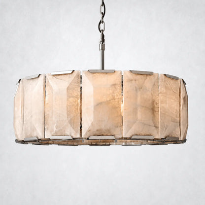 Ellington Alabaster Round Chandelier 31’’ - Polished Nickel - Chandelier
