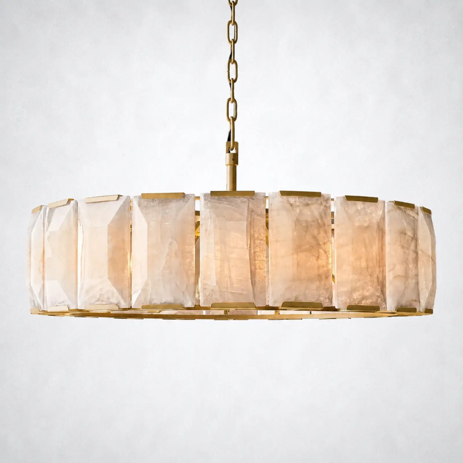 Ellington Alabaster Round Chandelier 43’’ - Lacquered Brass - Chandelier